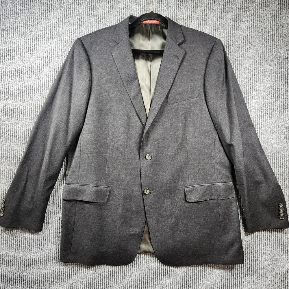 Hart Schaffner Marx Blazer Mens 46L Gray Wool Two Button USA‎ Union Made